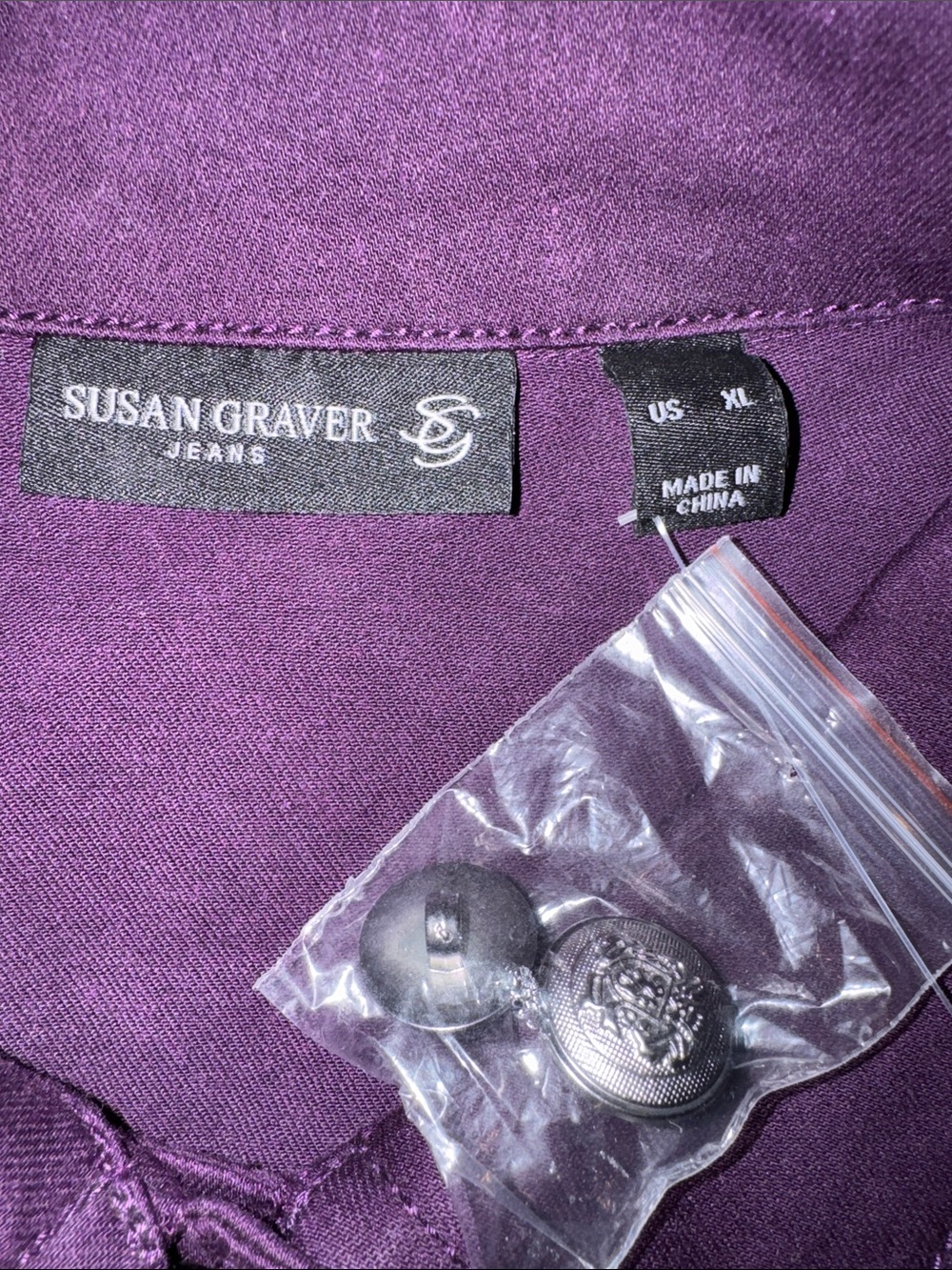 SUSAN GRAVER Purple Button-Front Utility Jacket- size XL - Picture 7 of 10